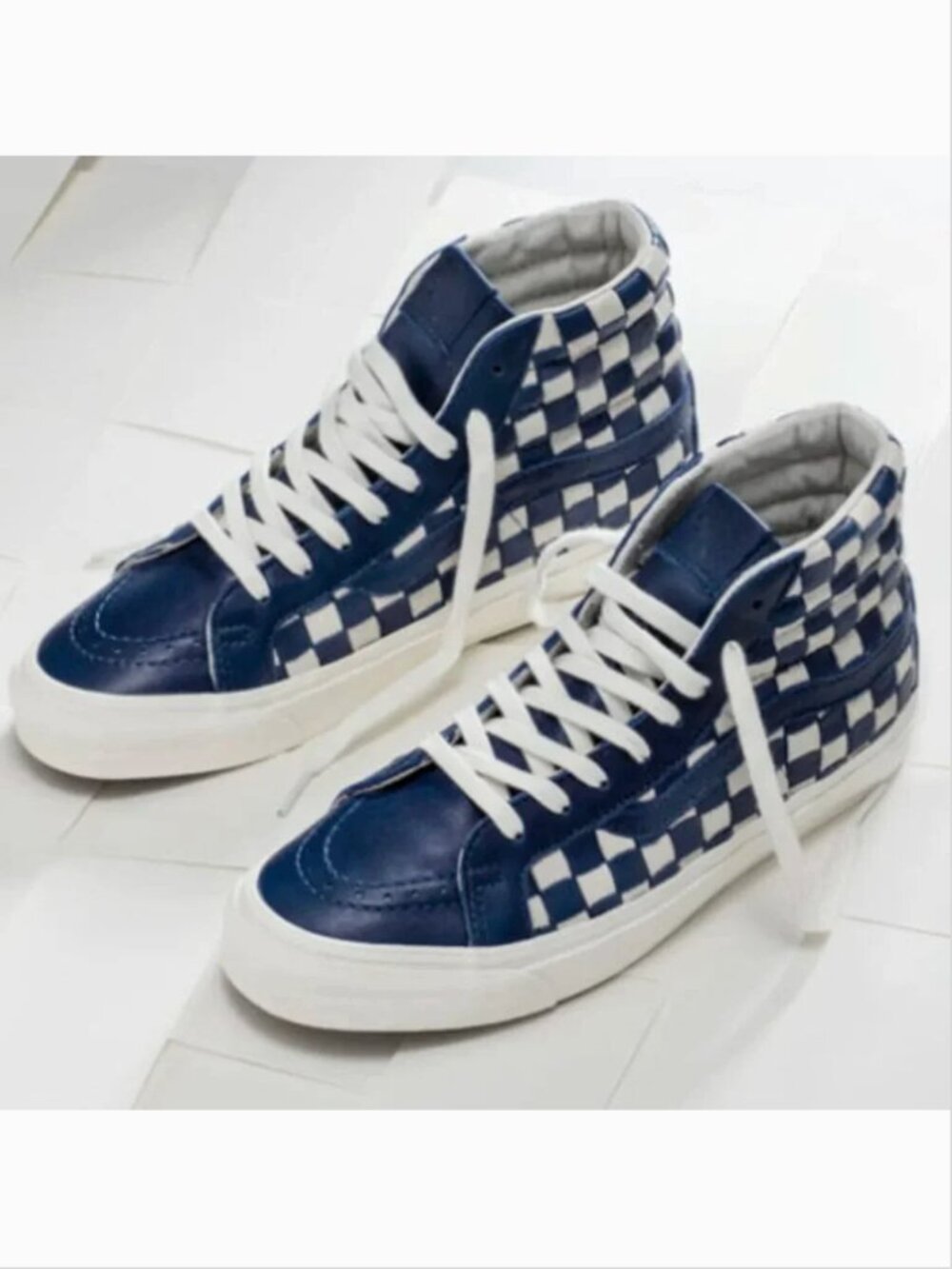 Vans Vault Sk8-Hi LX 50th Anniversary Checkered Leather Woven Men’s Size 9.5